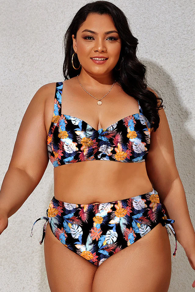 (L-4XL) Floral Adjustable Side Bikini Set - Image 23