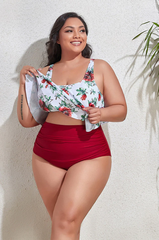 (L-4XL) Floral High Waist Bikini Set - Image 10