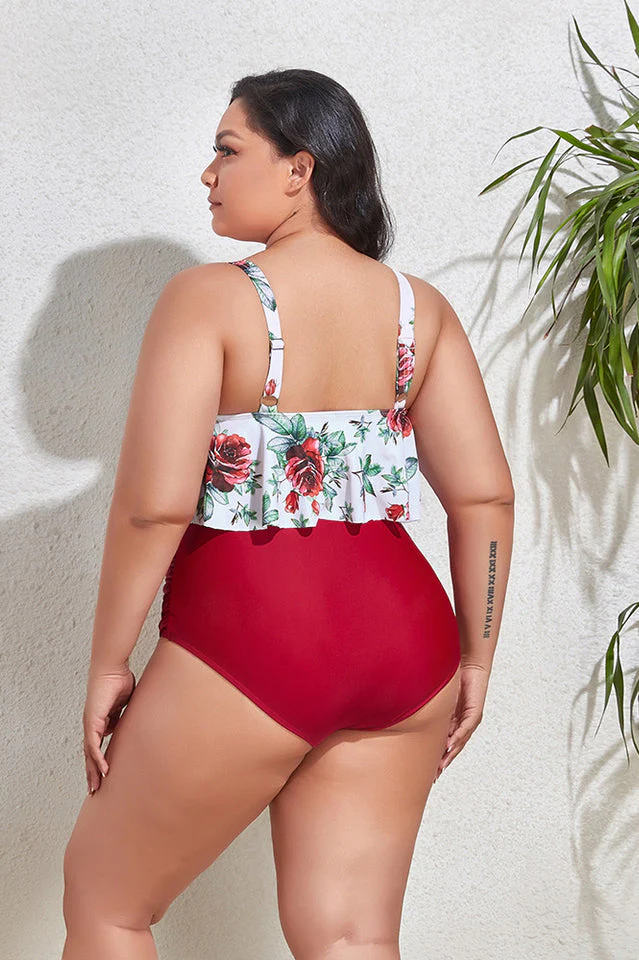 (L-4XL) Floral High Waist Bikini Set - Image 11