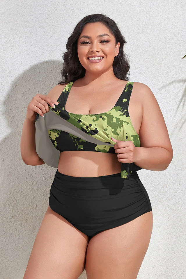 (L-4XL) Floral High Waist Bikini Set - Image 4