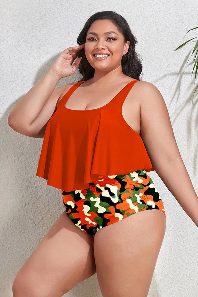 (L-4XL) Floral High Waist Bikini Set - Image 43