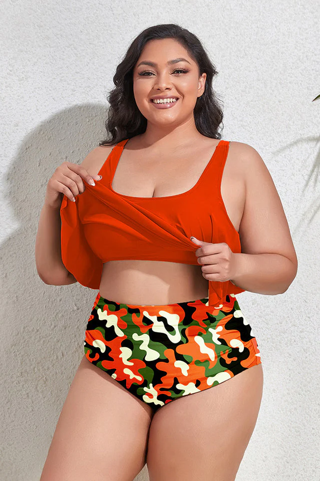 (L-4XL) Floral High Waist Bikini Set - Image 44