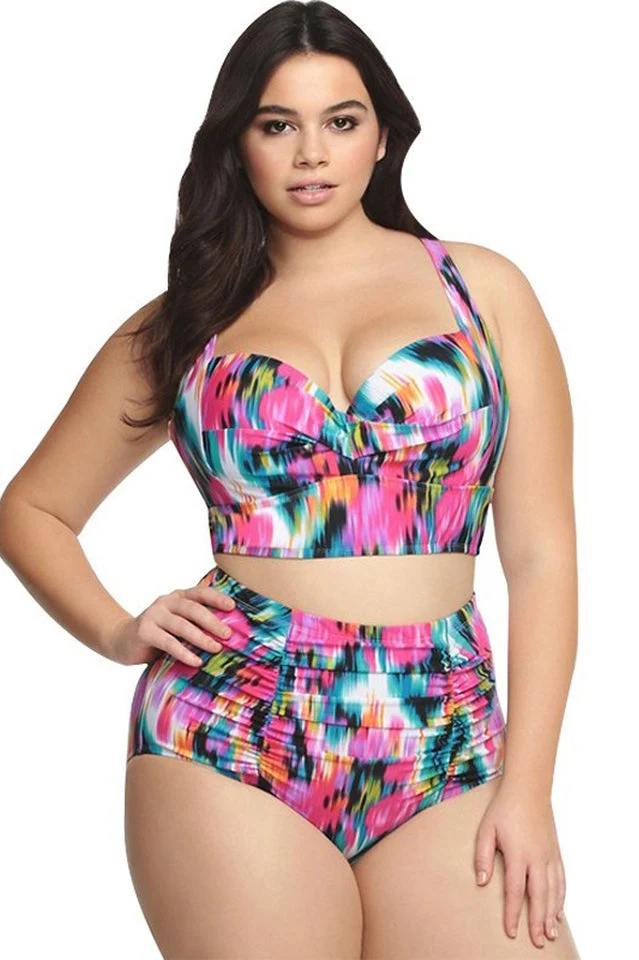 (L-5XL) Tropical Print Bikini Set - Image 3