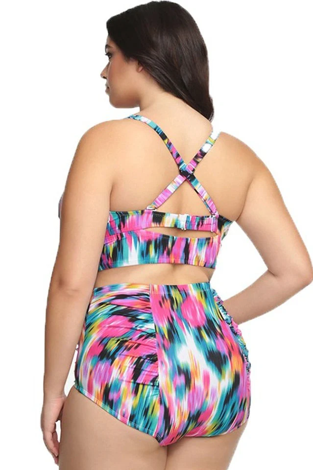 (L-5XL) Tropical Print Bikini Set - Image 4