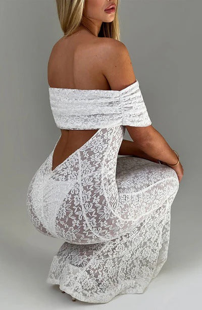 Lace Dress With Open Back And Tube Top - Image 4
