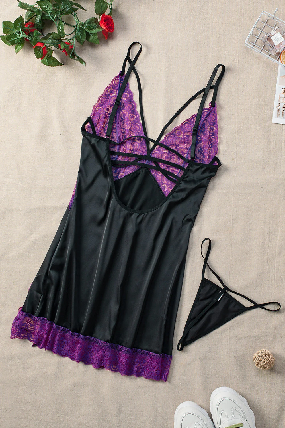 Lace Spice Satin Babydoll With Slit - Image 47