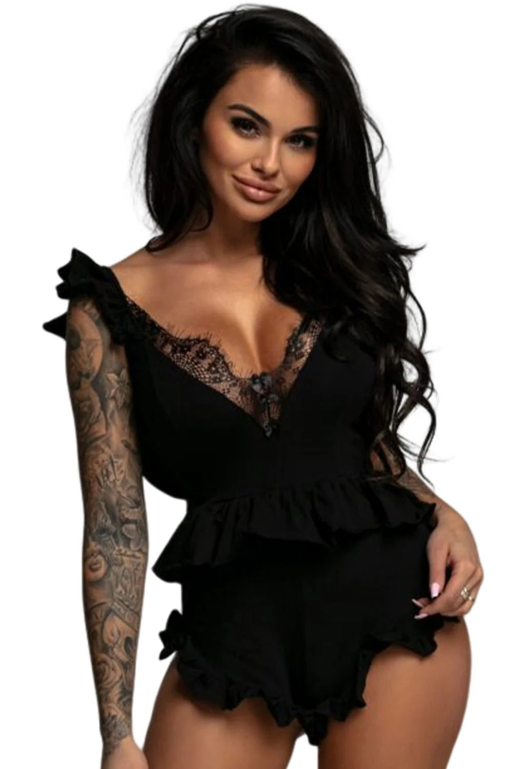 Lace Trim Back Knot Teddy Lingerie - Image 10