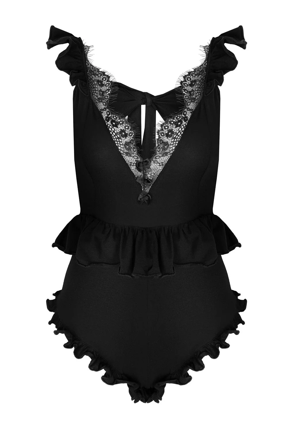 Lace Trim Back Knot Teddy Lingerie - Image 9