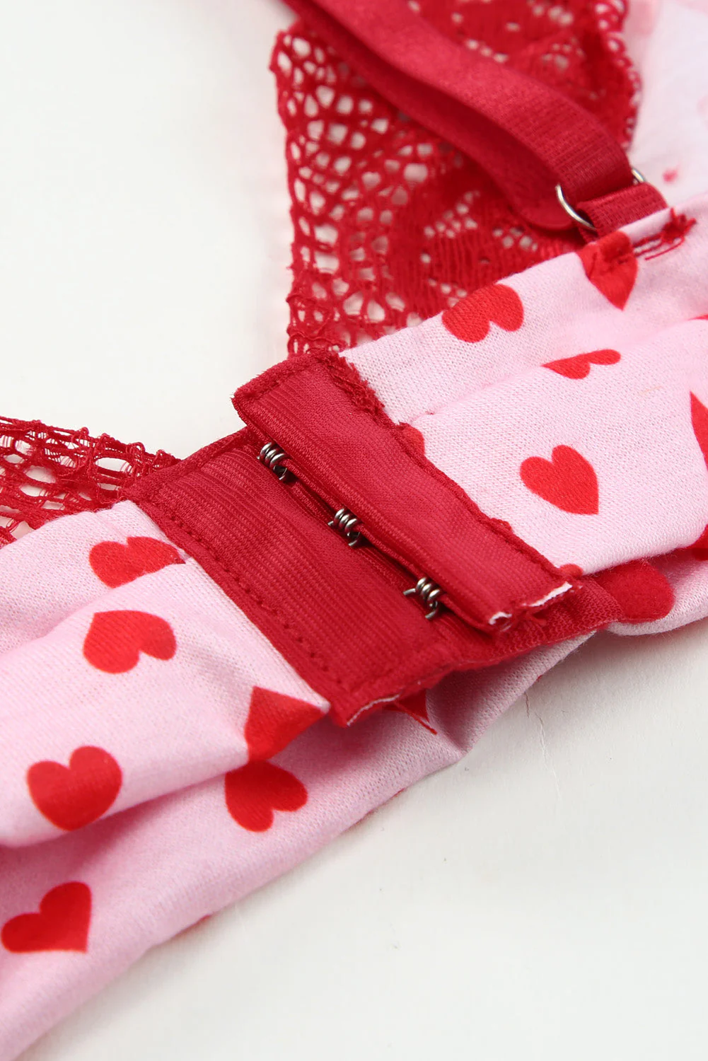 Lace Trim Heart Print Valentines Lingerie Set - Image 10