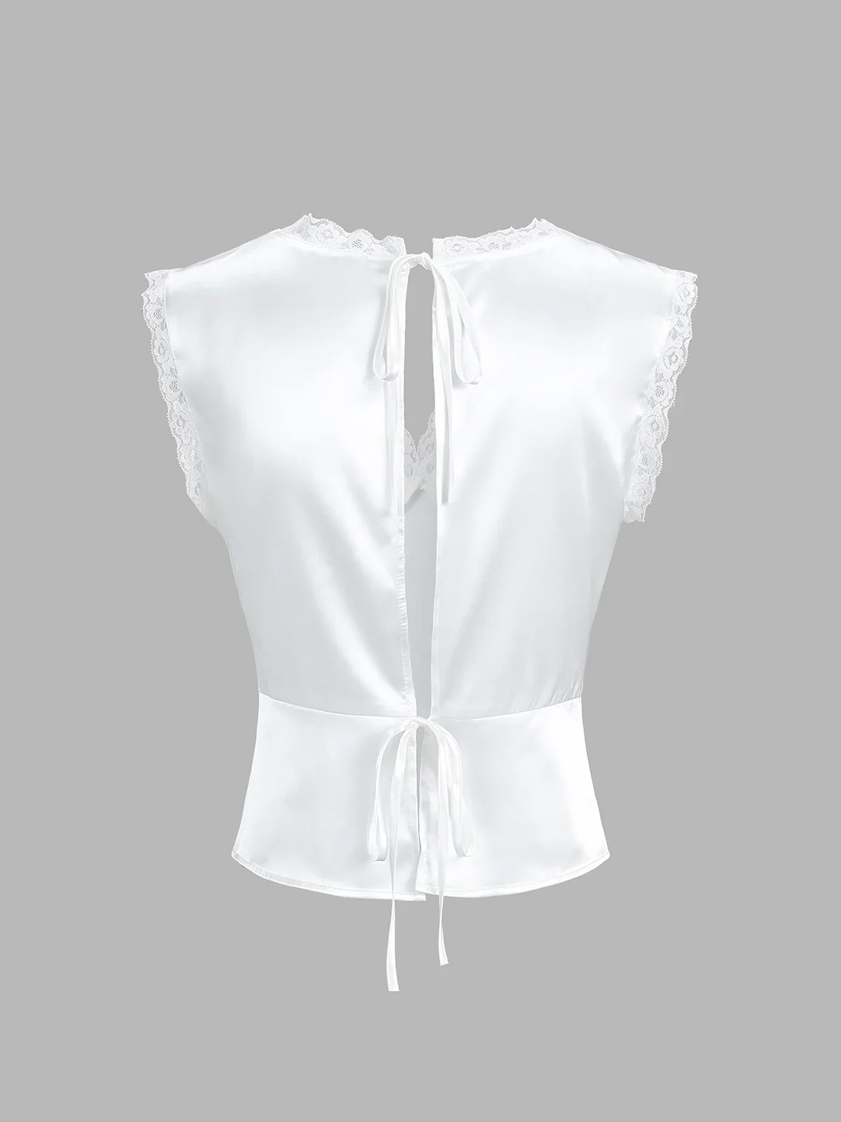 Lace Trim Satin Skirt Set - Image 4