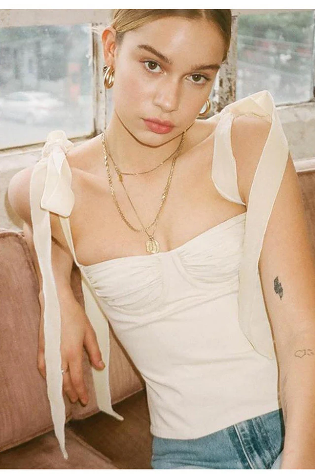 Lace Up White Tank Top - Image 6