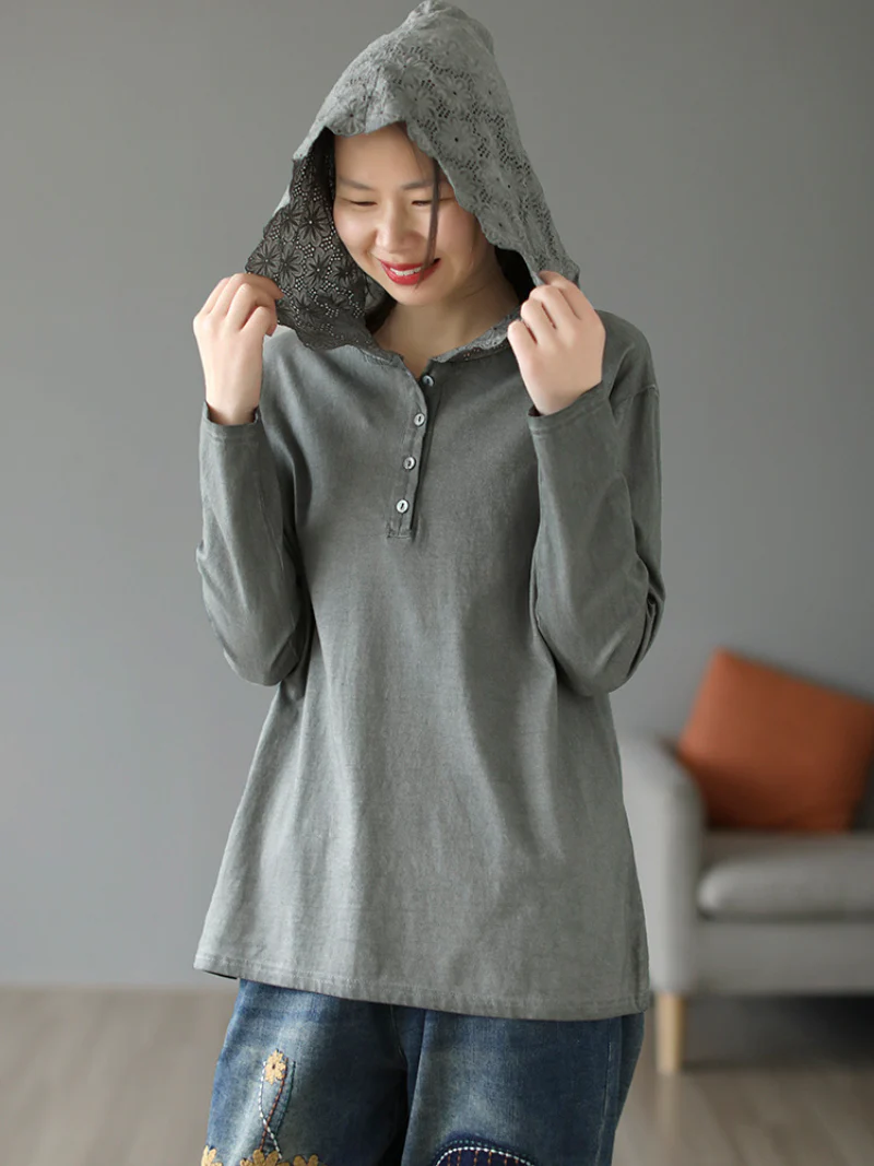 Ladies Cotton Pullover Wearable Hangover Hoodie - Image 2