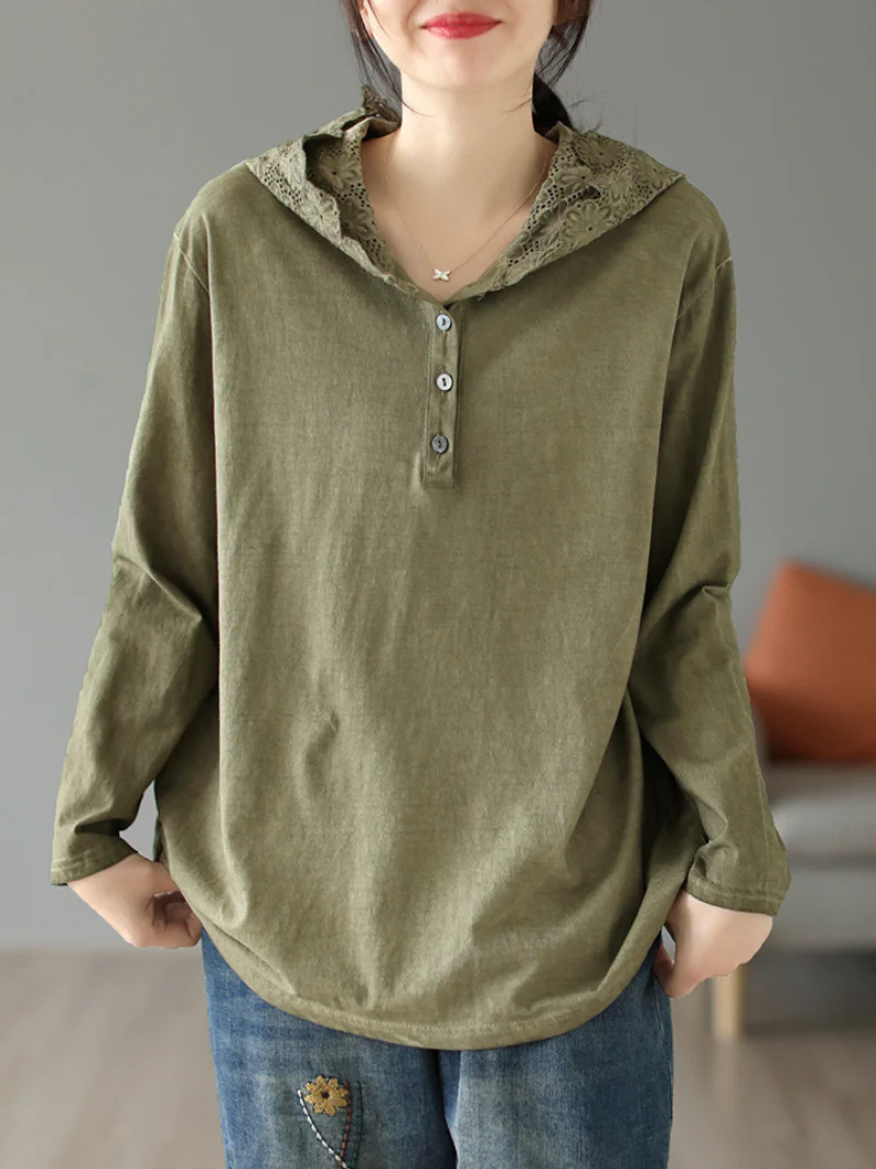 Ladies Cotton Pullover Wearable Hangover Hoodie - Image 3