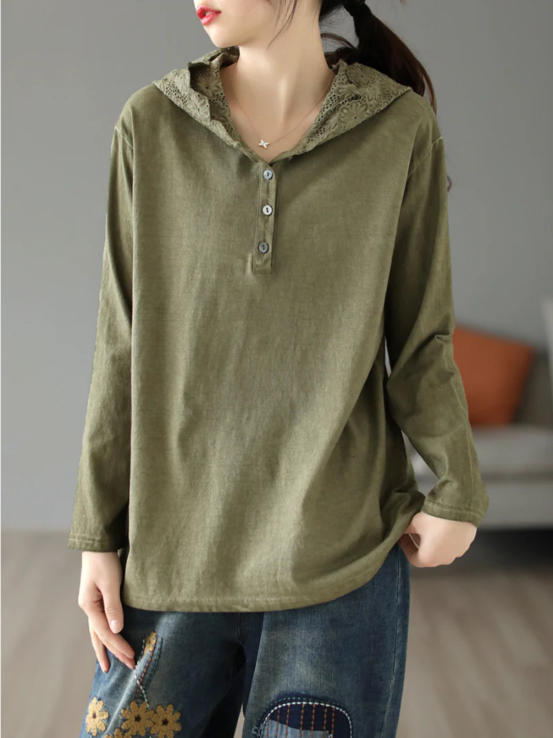 Ladies Cotton Pullover Wearable Hangover Hoodie - Image 8