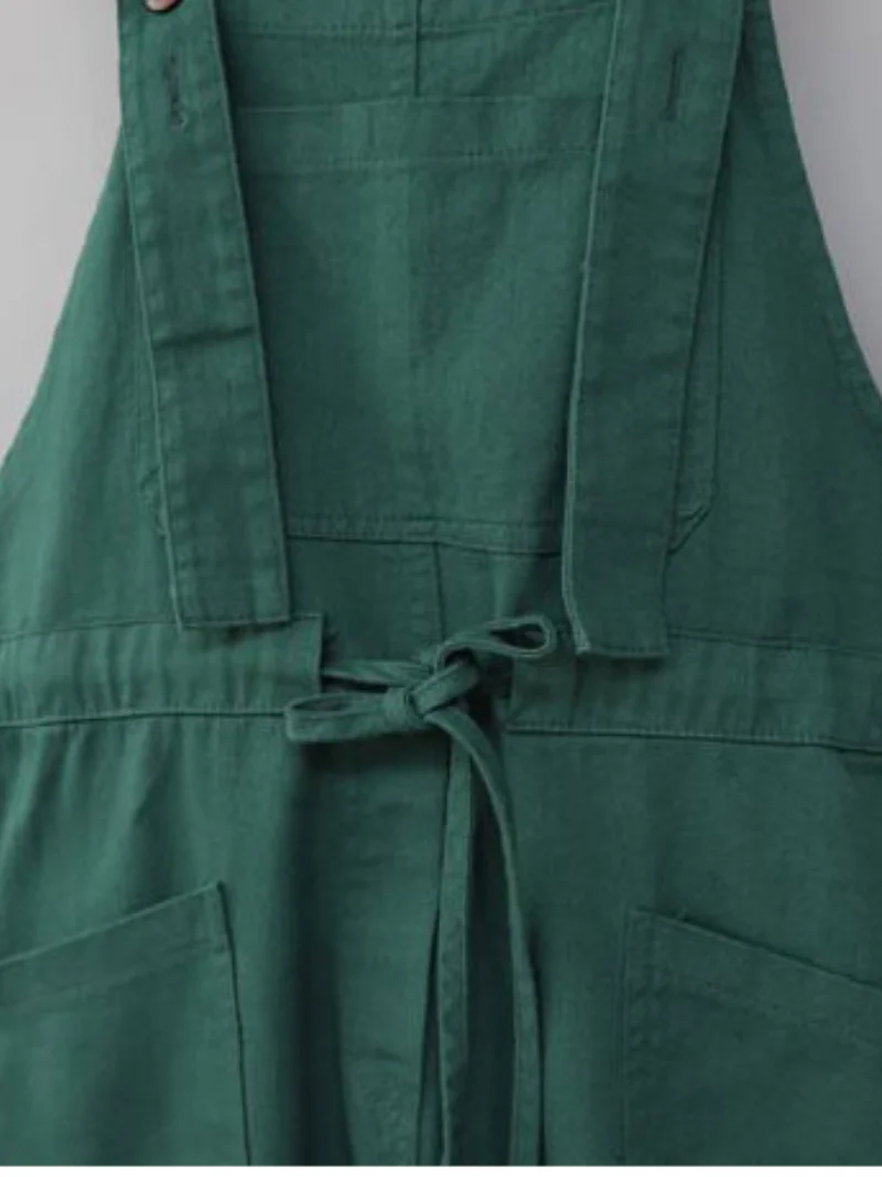 Waist Tie Belt Loose Wide-Leg Boho Pockets Overalls - Image 3