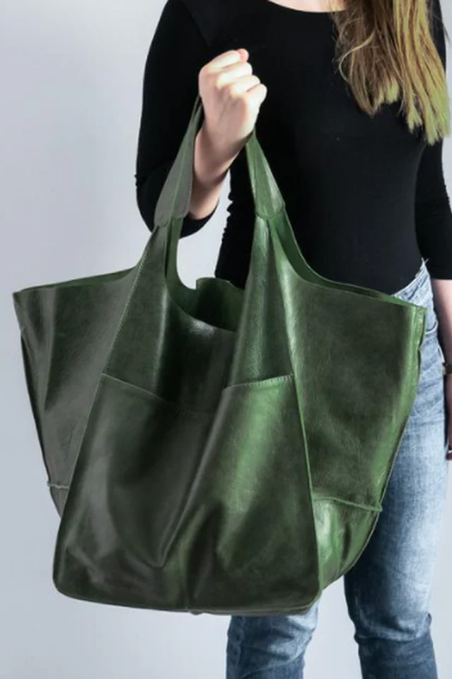 Large Leather Shopping Bag - Image 21