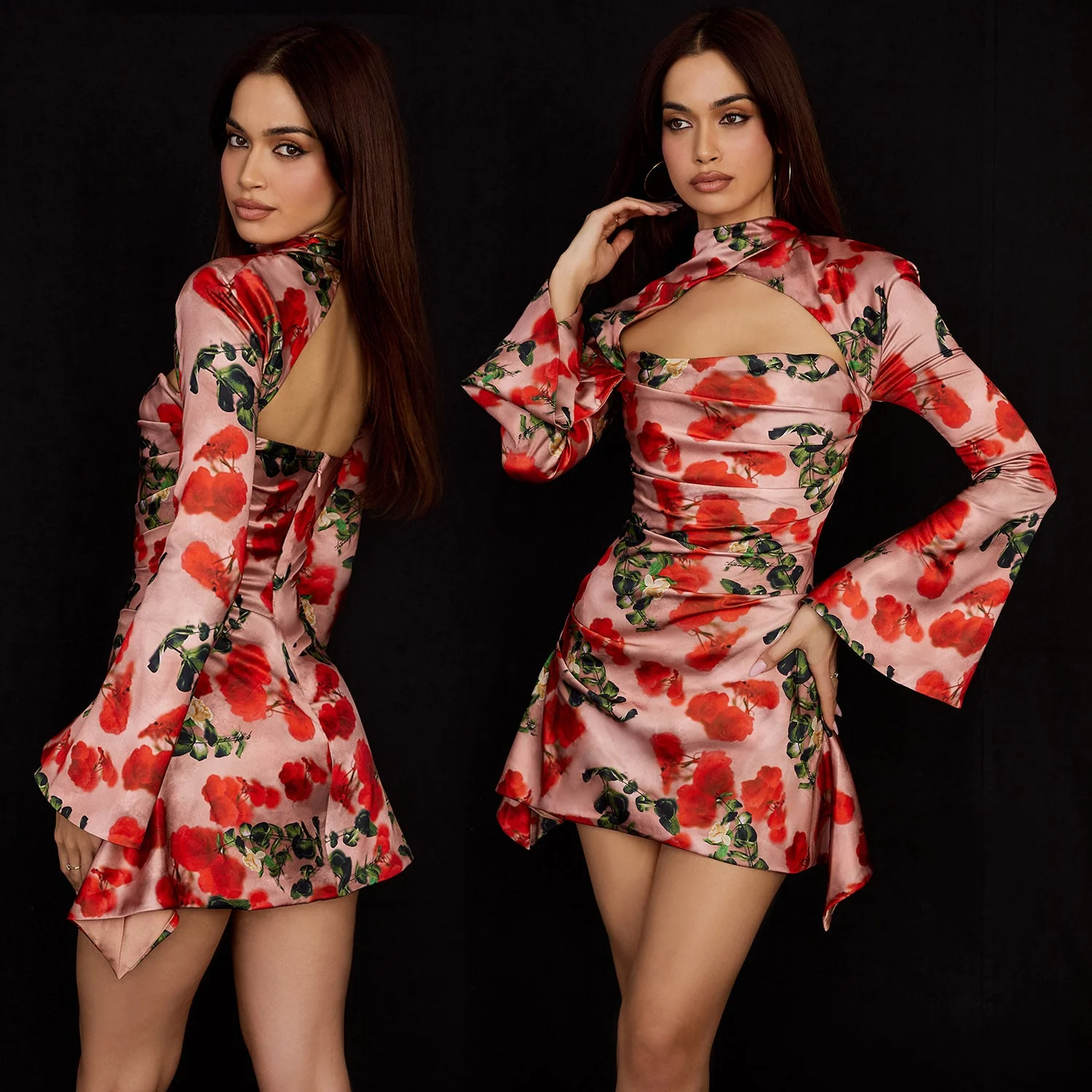 CHIE FLARED Sleeve Hollow Out Mini Dress - Image 15