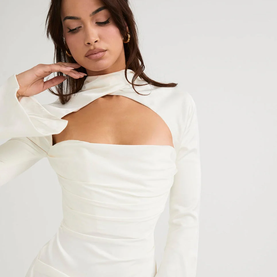 CHIE FLARED Sleeve Hollow Out Mini Dress - Image 4