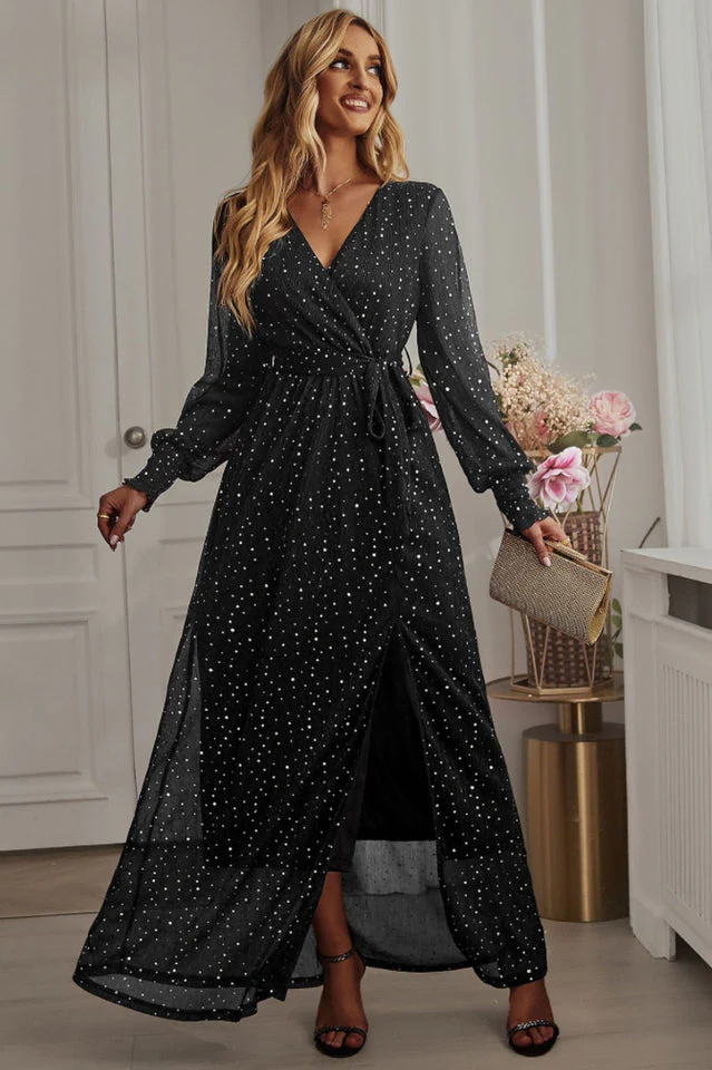 Leandra Front Split Shimmer Maxi Dress - Image 10