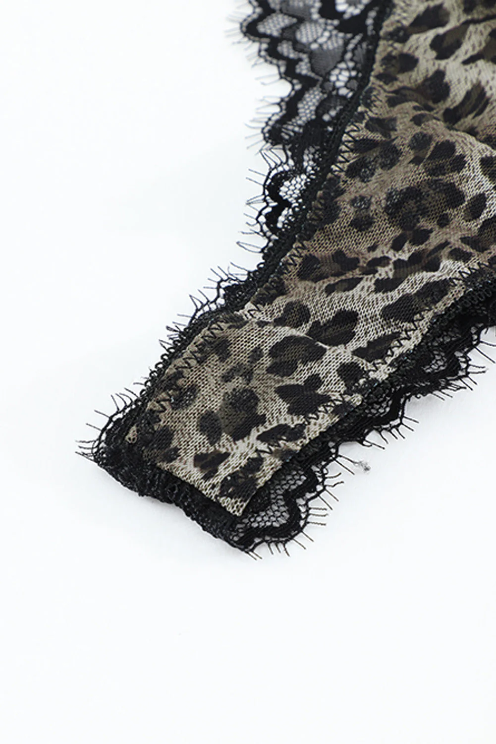 Leopard Print Lace Splicing Bra And Panty Set - Image 15