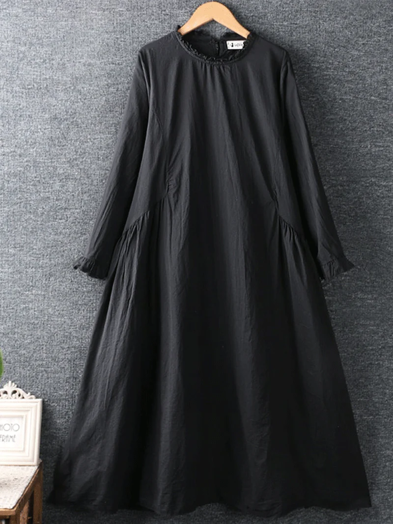 Let Her Go Round Neck Cotton A-Line Dress - Image 2