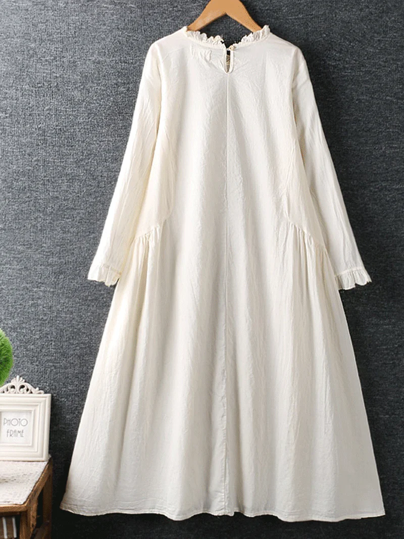 Let Her Go Round Neck Cotton A-Line Dress - Image 4