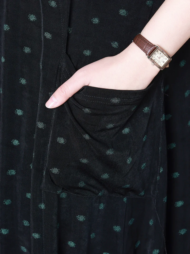 Let Them Go Round Neck Stylish Polka Dots A-line Dress - Image 5