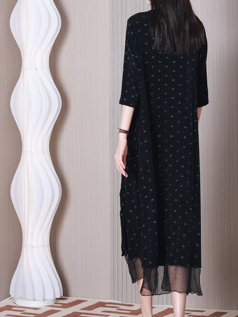 Let Them Go Round Neck Stylish Polka Dots A-line Dress - Image 7
