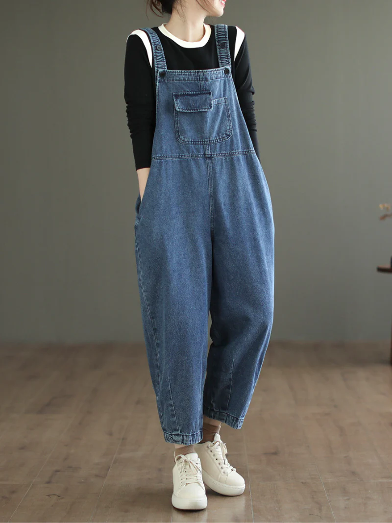 Liberty womens Washed Denim High Waist Bib Overalls - Image 3