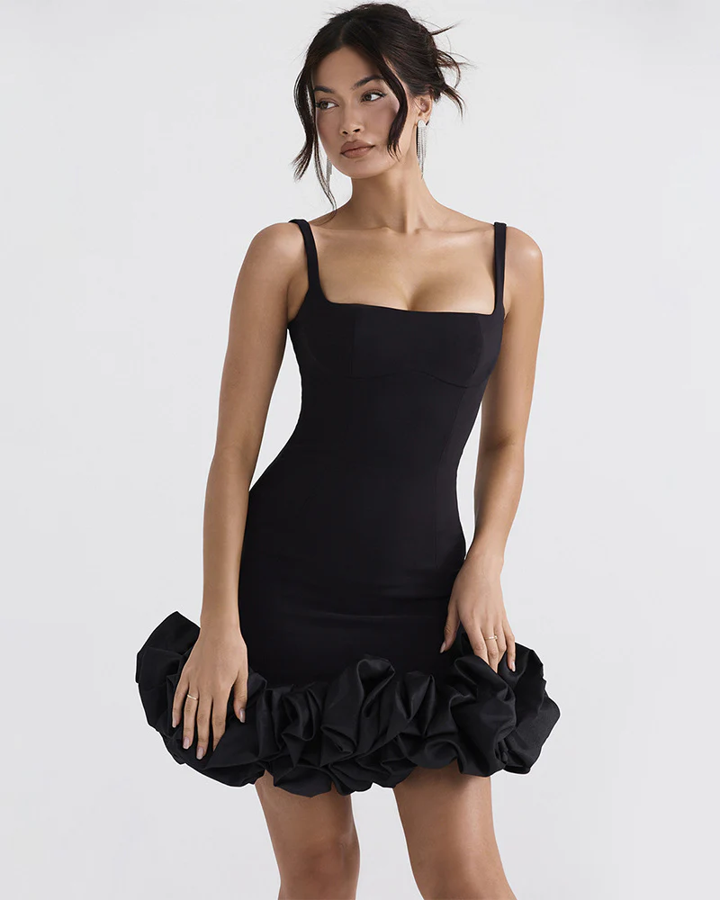 Lilou Ivory Ruffle Dress - Black - Image 4