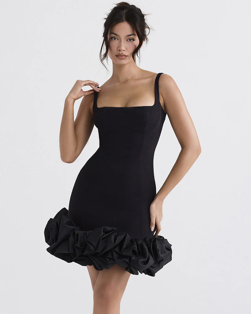 Lilou Ivory Ruffle Dress - Black - Image 7