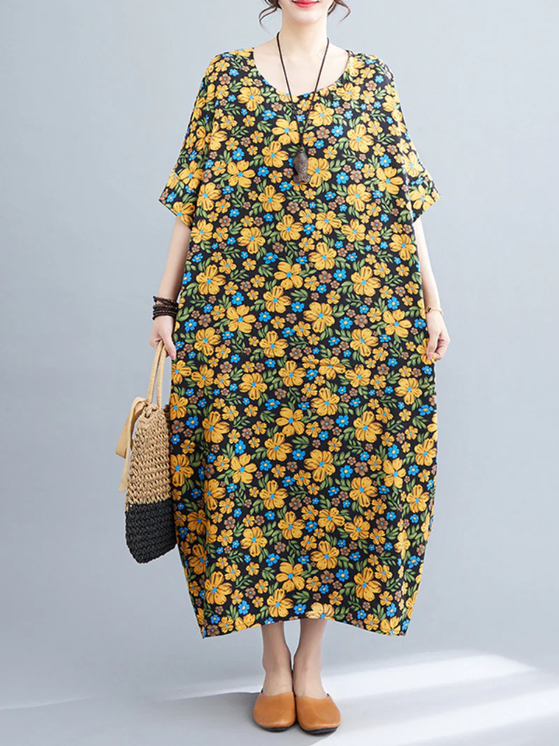 Live The Moment Round Neck Kaftan Dress - Image 4