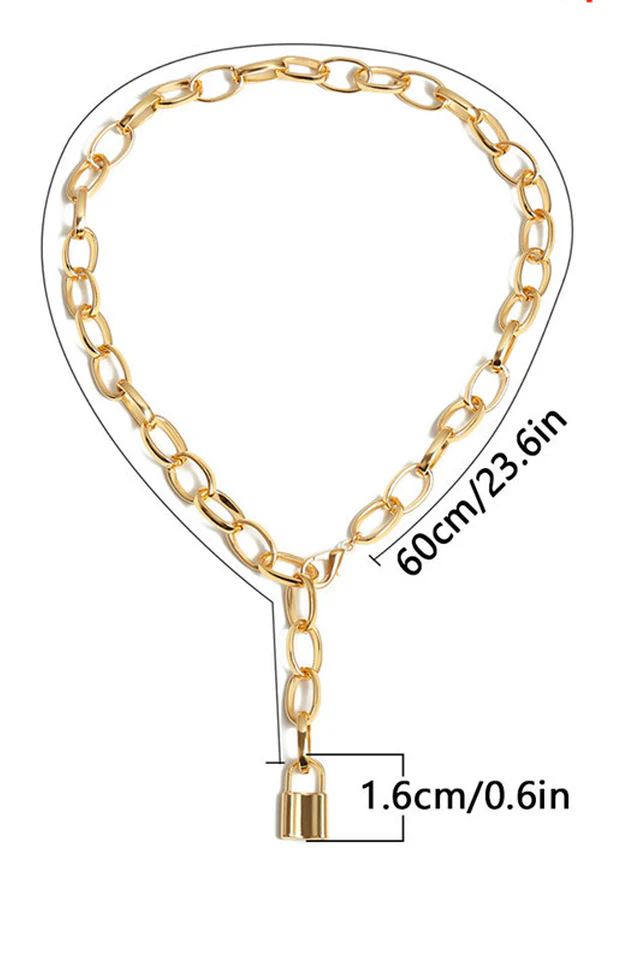 Lock Pendant Link Chain Necklace - Image 4
