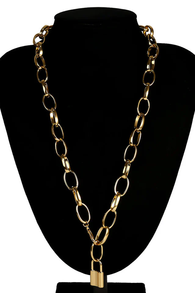 Lock Pendant Link Chain Necklace - Image 7