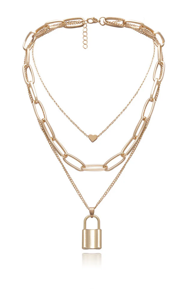 Lock Pendant Link Chain Necklace - Image 4