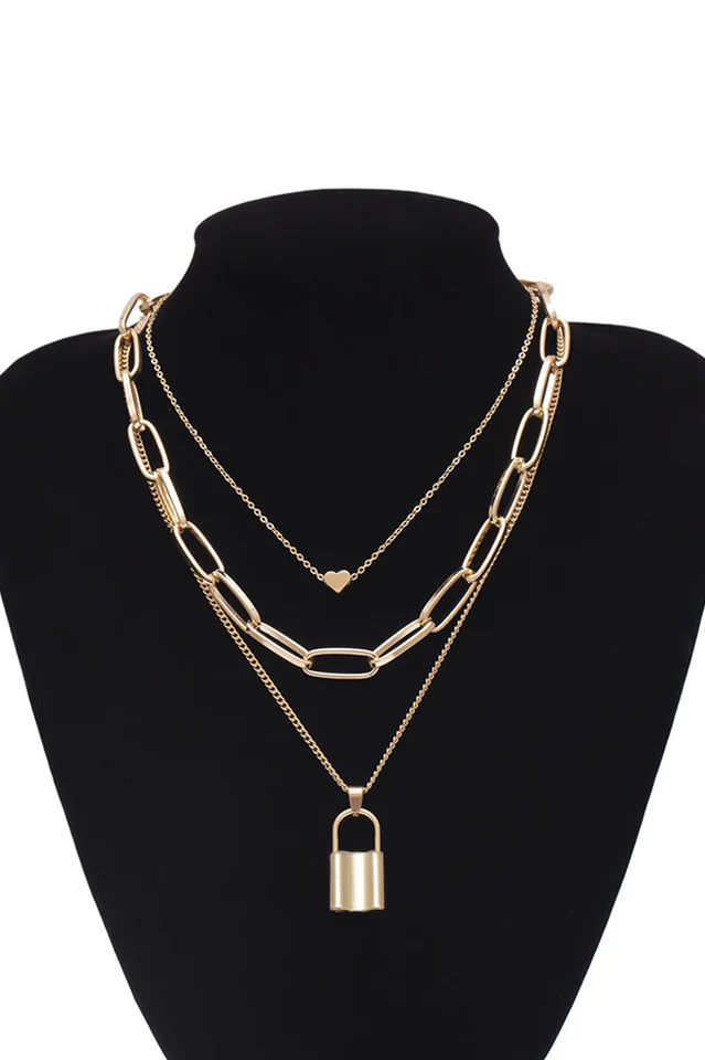 Lock Pendant Link Chain Necklace - Image 7