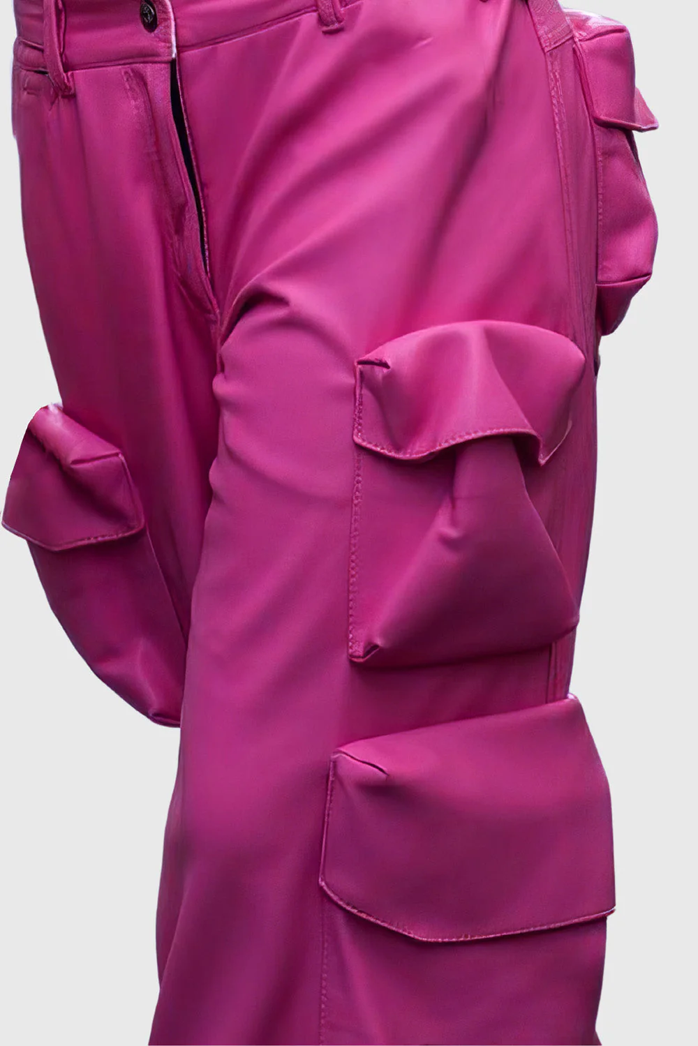 Long High Waisted Cargo Pants - Fuchsia - Image 2