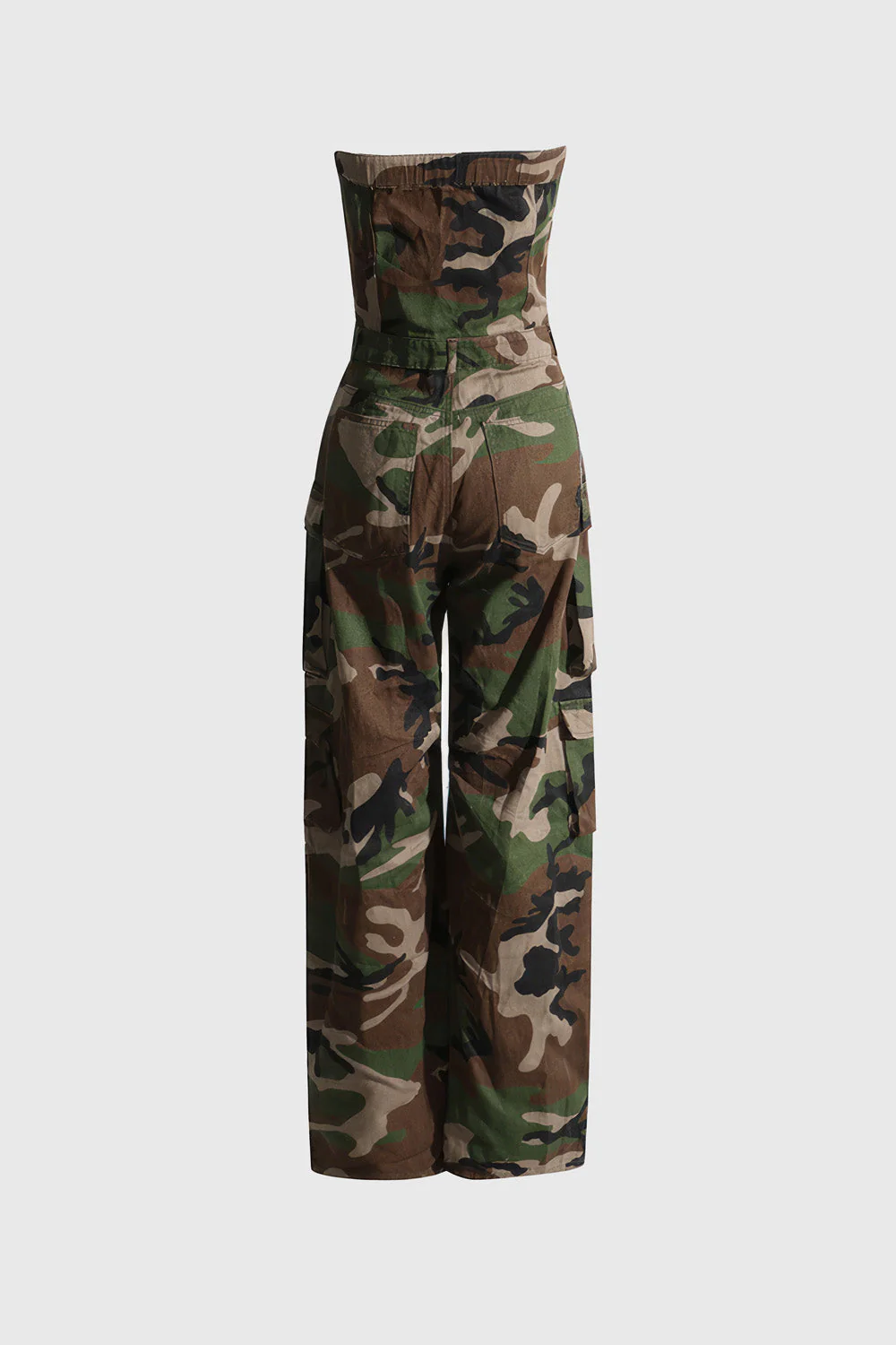 Long Jumpsuit in Army Pattern - Green & Brown - Image 4