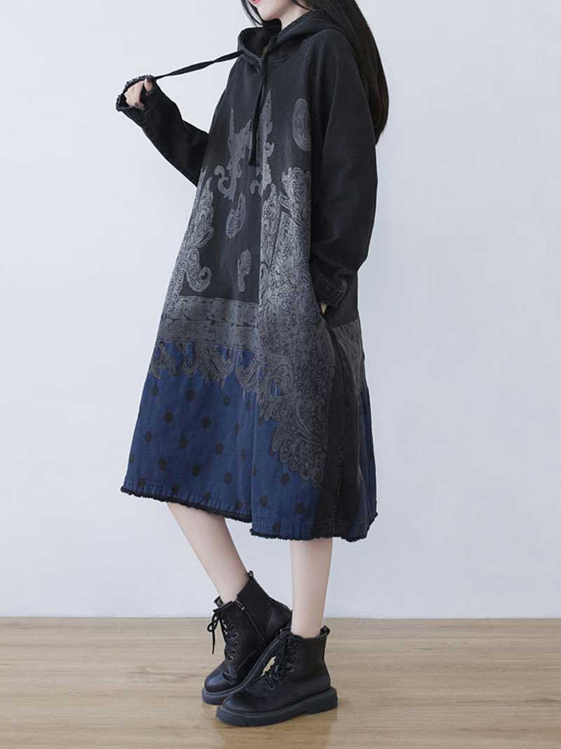 Long Live Printed Hooded Midi Dress - Image 5