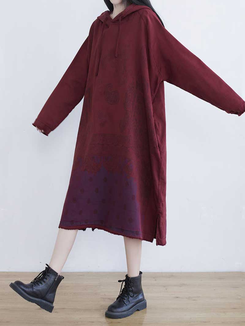 Long Live Printed Hooded Midi Dress - Image 6
