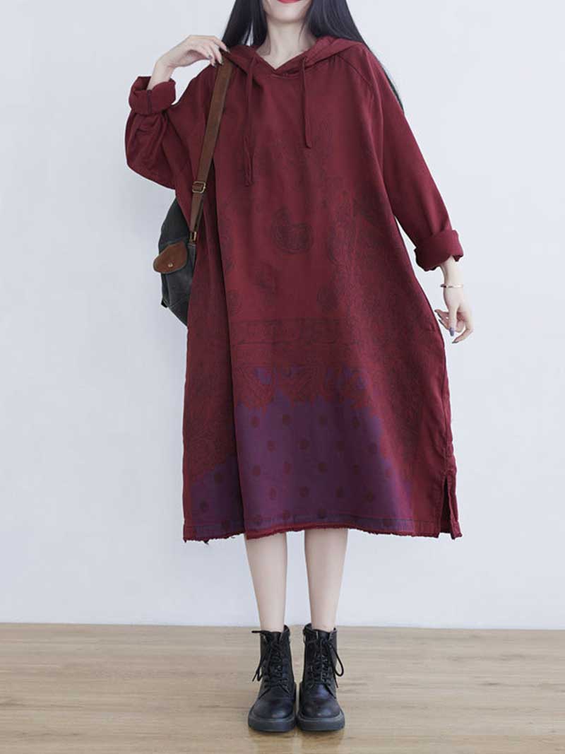 Long Live Printed Hooded Midi Dress - Image 7