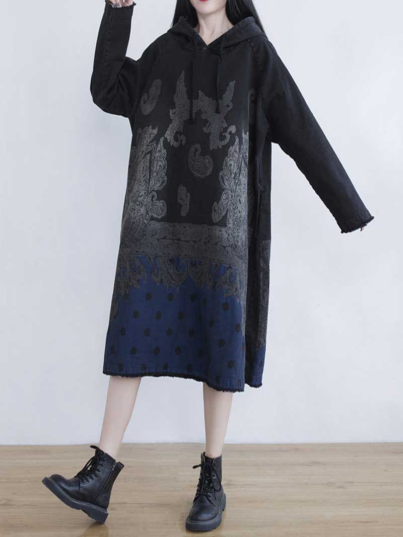 Long Live Printed Hooded Midi Dress - Image 8