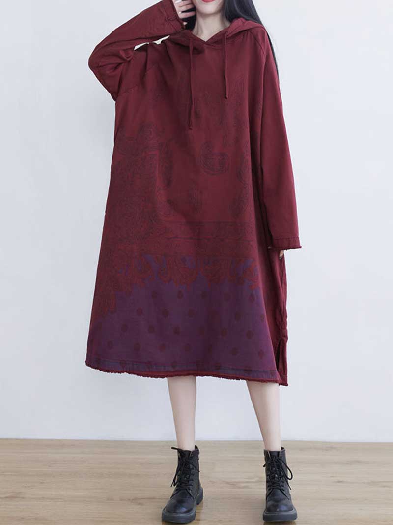 Long Live Printed Hooded Midi Dress - Image 9