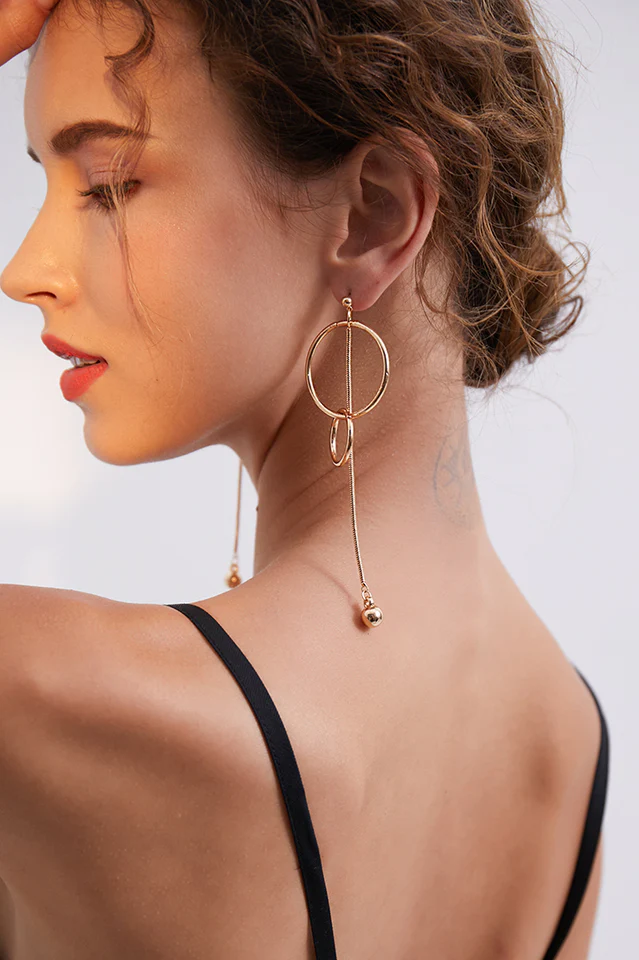 Long Ring Tassel Earrings - Image 2