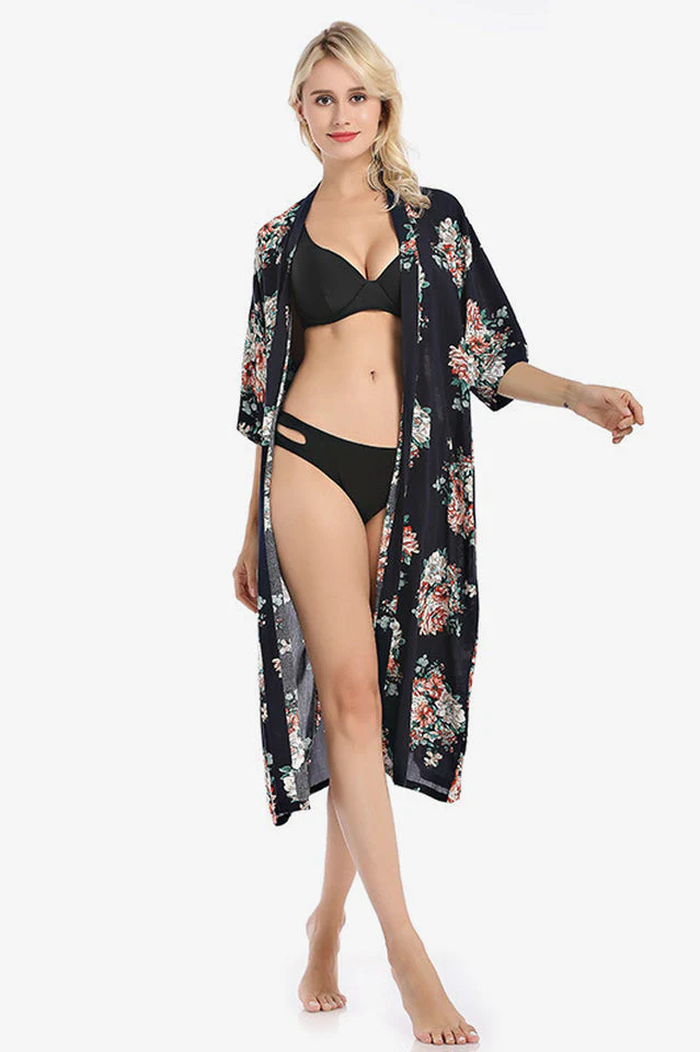 Long Sleepwear Sexy Cotton Print Robe - Image 3