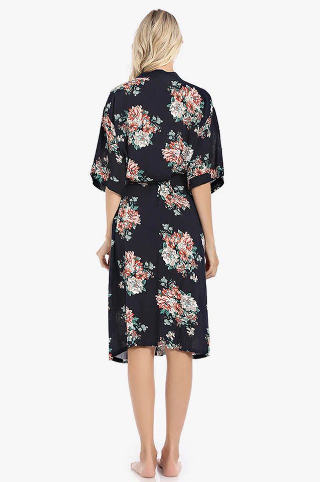 Long Sleepwear Sexy Cotton Print Robe - Image 4