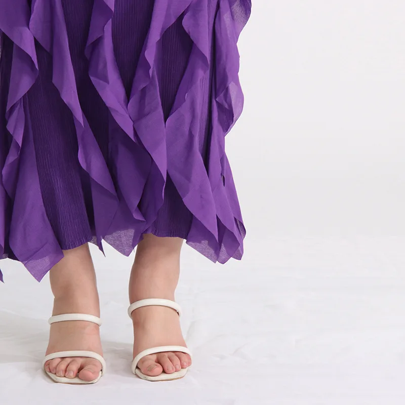 PURPLE Long Sleeve MAXI Dress with RUFFLES - Image 5