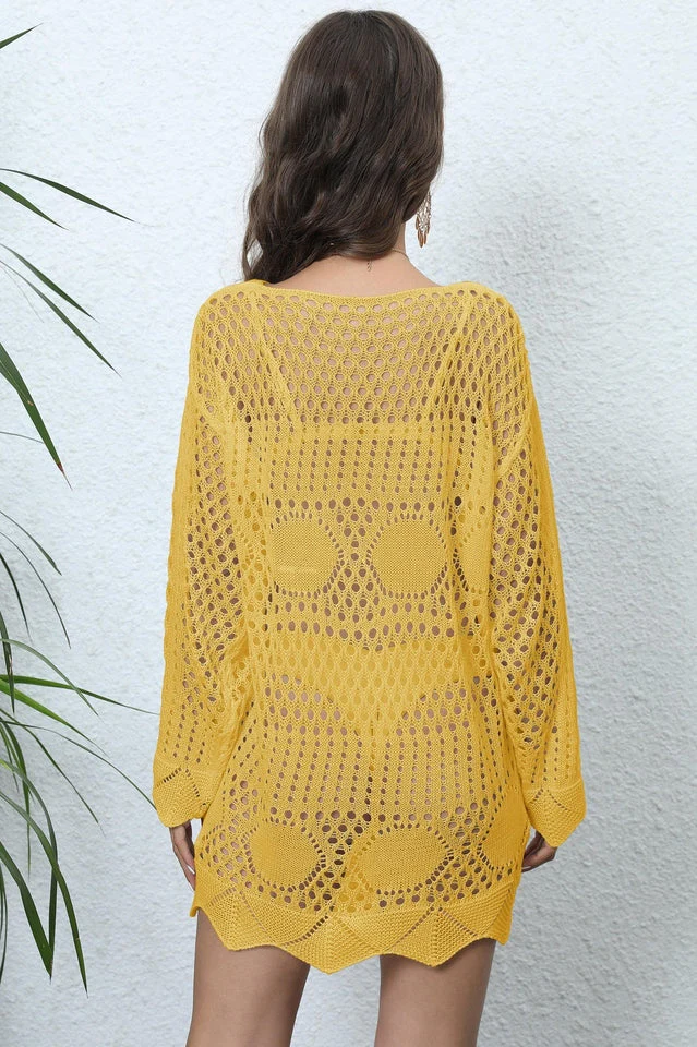 Long Sleeve Hollow Out Cover Up - Image 13
