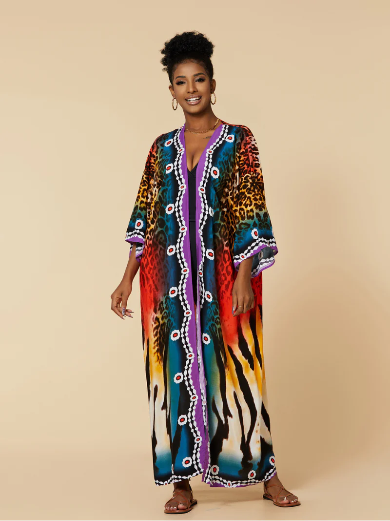 Look At The Sky Rayon Long Kimono Jacket - Image 3