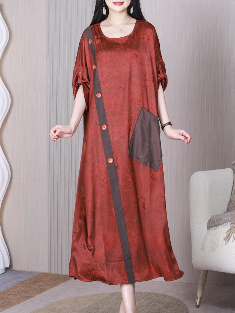 Look At The Sky Round Neck Loose A-line Dress - Image 4